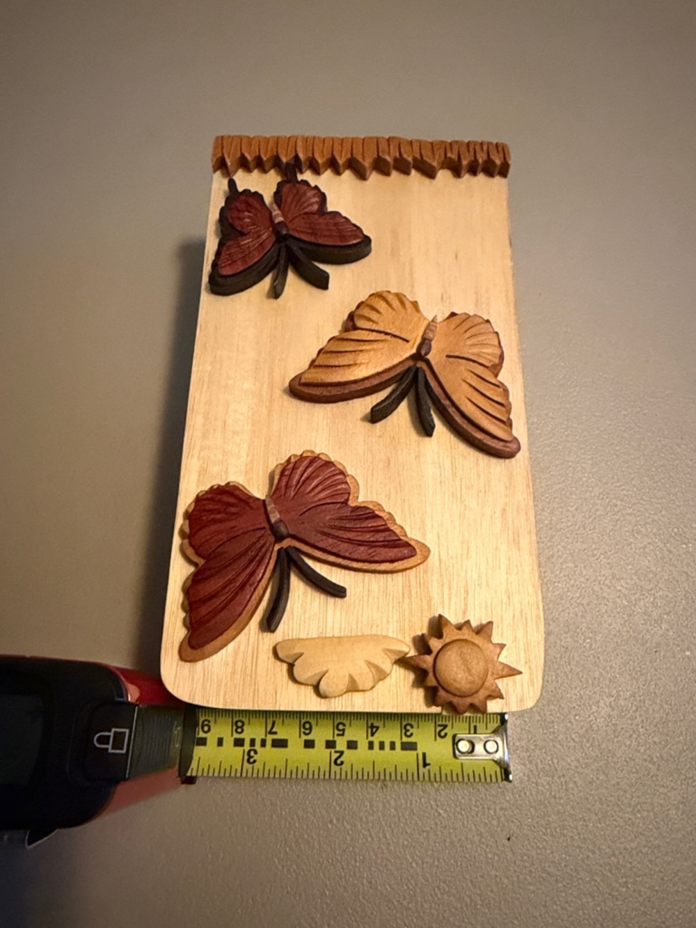 Handcrafted Wooden Butterfly Wall Storage Box - Natural & Brown - Picture 5 of 10
